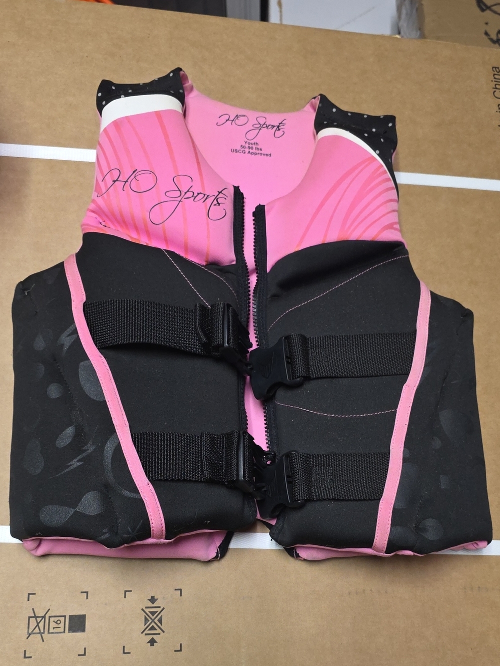 Youth Pink Black Neoprene Life Jacket